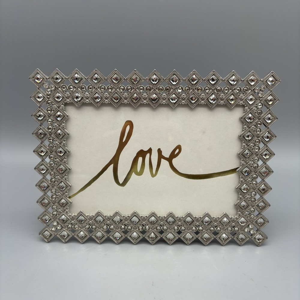 Sheffield Home Jewel Collection Picture Frame 4x6 Silver Color Clear Rhinestones